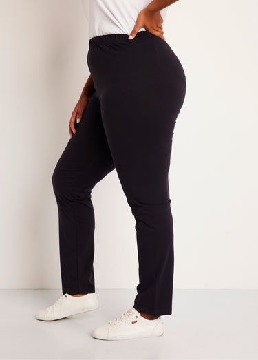Legging coton stretch taille élastiquée Noir