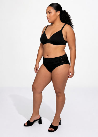 Maillot de bain 2 pièces lignes irisées Noir