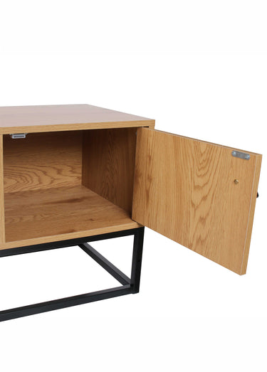Banc TV en bois clair et métal ABBOTT Naturel / Noir