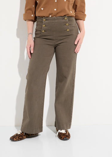 Jean avec boutons métal, spécial PETITE Kaki