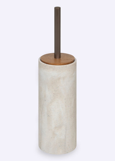 Brosse WC ronde effet pierre  travertin Beige