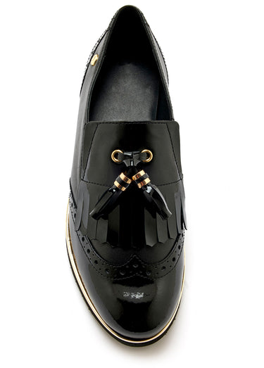 Moccassins vernis compensés Noir