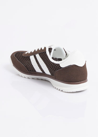 Sneakers multimatières allure vintage Marron