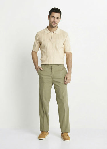 Pantalon ceinture ajustable invisible polycoton Kaki