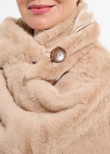 Tour de cou fausse fourrure léopard Beige