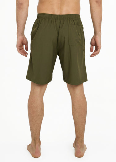 Short de bain taille élastiquée et liens Kaki