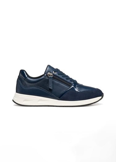 Baskets compensées lacets et zips Bleu Marine
