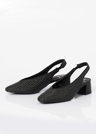 Escarpins bride slingback, effet tissé Noir