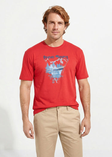 T-shirt motif placé jersey coton - lot de 2 Rouge/Blanc