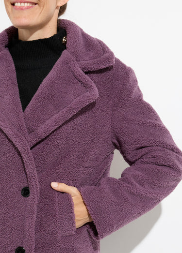Caban court chaud effet peluche Violet