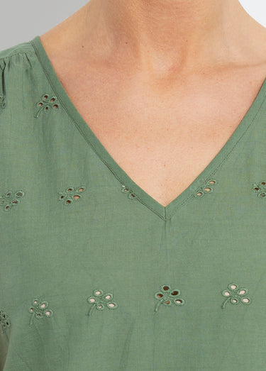 Top débardeur broderie anglaise coton Kaki