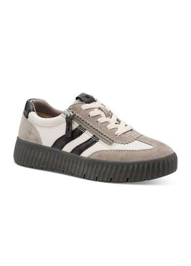 Baskets vintage en cuir, semelle épaisse Gris Clair
