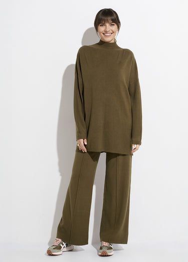Ensemble en maille tunique + pantalon Kaki