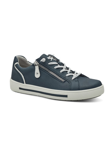 Baskets avec lacets élastiqués et zips Marine