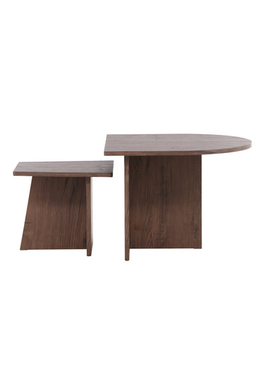 Tables gigognes en bois, formes épurées Moka