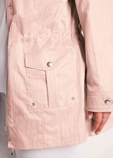 Parka zippée pressionnée, effet satiné Rose Nude