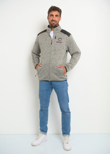 Veste polaire renforts épaules et zips Gris Melange