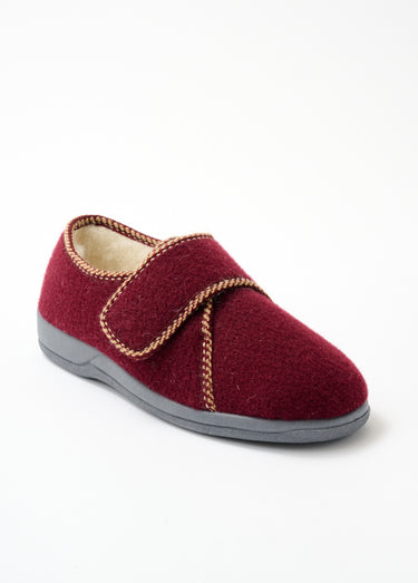 Chaussons scratchés largeur confort fourrés Bordeaux