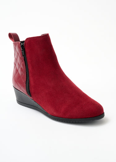 Boots largeur confort zippées cuir Bordeaux