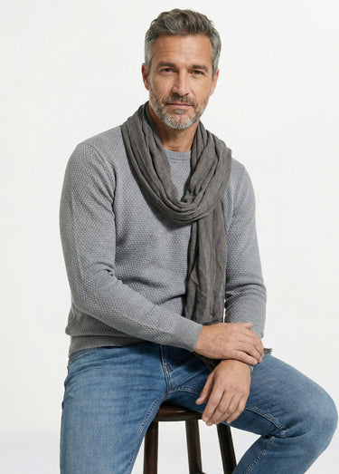 Foulard type chèche avec petites franges Gris