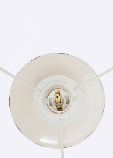 Lampe à poser, pied en céramique rayée Vert