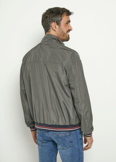 Blouson zippé col montant détails fantaisie Kaki