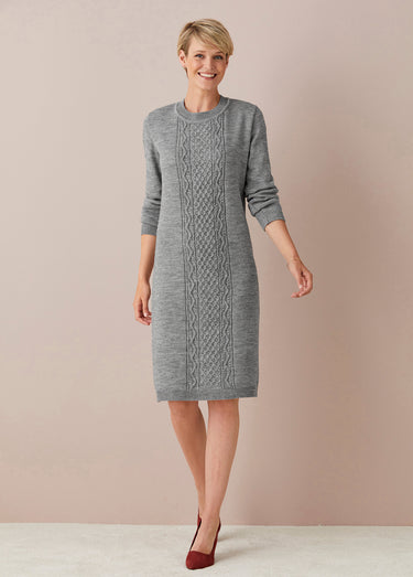 Robe pull courte maille fantaisie Gris