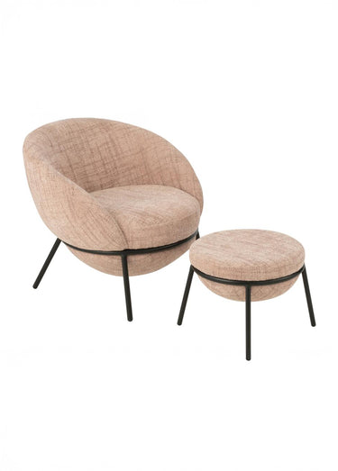 Fauteuil repos tissu + repose pieds 2R Rose