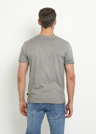 T-shirt col rond drapeau camouflage Gris