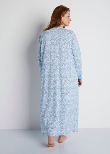 Chemise de nuit longue imprimée coton Imprime Bleu Indigo