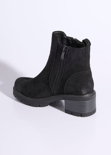 Boots zippées à talon, bout effet used Noir