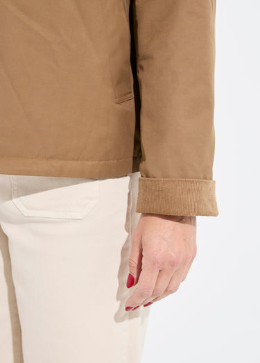 Veste déperlante zippée col velours Beige