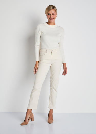 Pantalon 5 poches velours milleraies Ecru