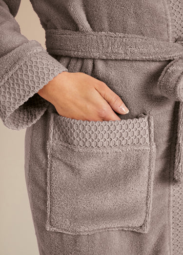 Peignoir éponge pur coton forme kimono Vison