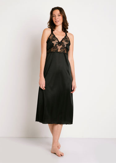 Nuisette maille satinée et dentelle Noir