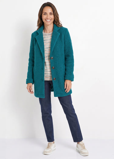 Manteau tissu bouclette mi-long boutonné Canard