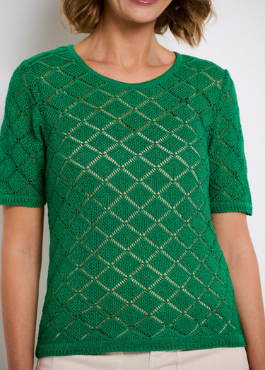 Pull fin court ajouré manches courtes Vert
