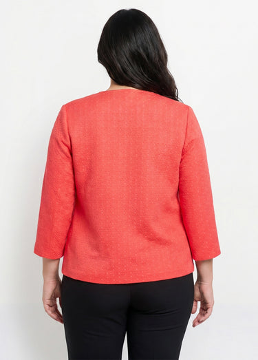 Veste ras de cou manches 3/4 Corail