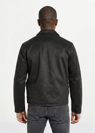 Blouson court zippé en suédine Noir