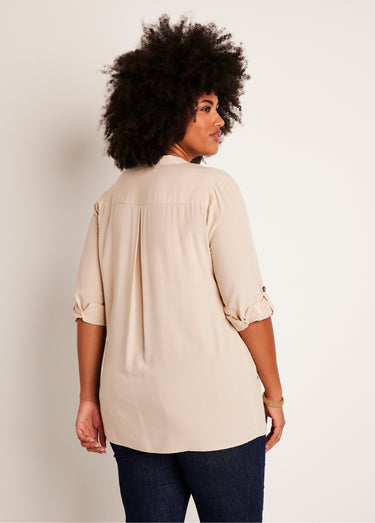 Tunique ample longue manches 3/4 Sable