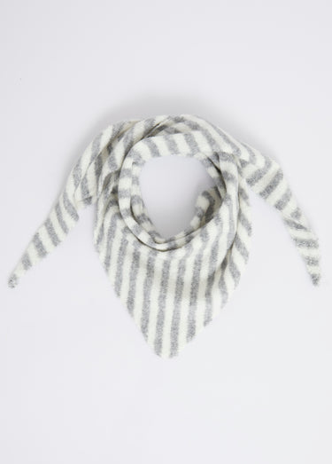 Echarpe triangle rayée, avec laine Gris