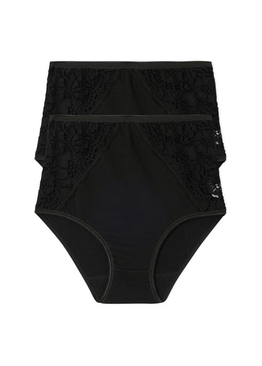 Culottes taille haute dentelle - lot de 2 Noir Lot 2