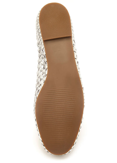 Ballerines cuir tressé, largeur confort Argent