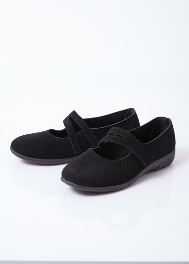 Ballerines scratchées cuir fabriquées en France Noir