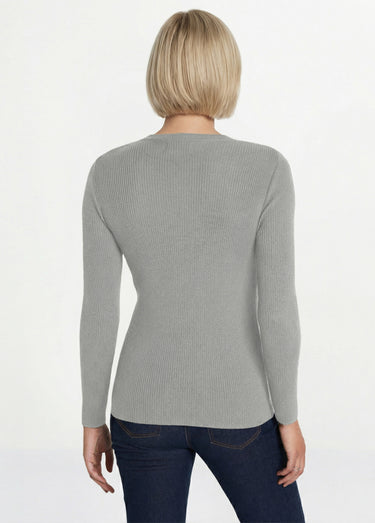 Pull chaud col rond laine mérinos Gris Chine