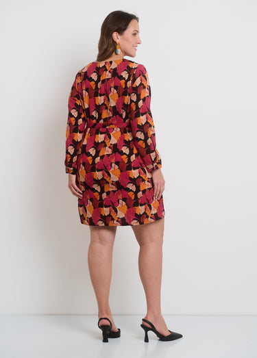 Robe imprimé avec manches retroussables Noir Imprime