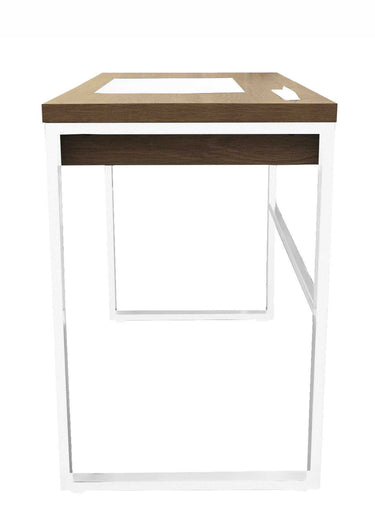 Bureau plateau bois, piètement métal Marron / Blanc
