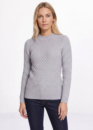 Pull chaud court col montant maille épaisse Argent