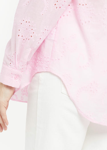 Chemisier coton avec broderie anglaise Rose