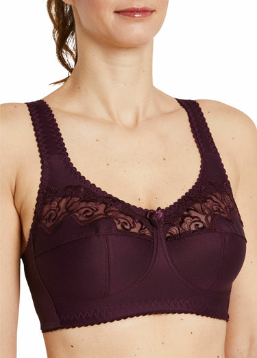 Soutien-gorge sans armatures tulle brodé Prune